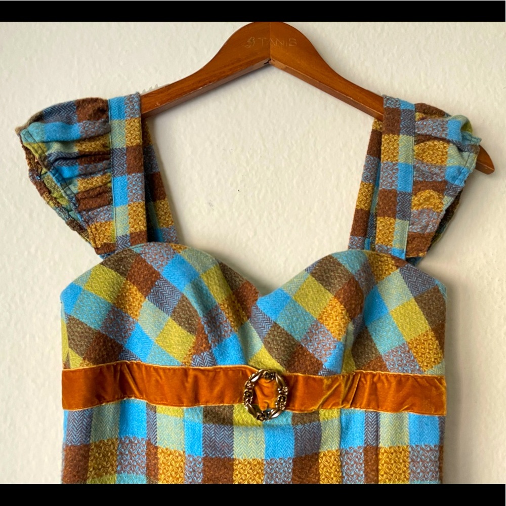 ENGLISH CLIENTELE Vintage Multicolored Gingham Sweetheart Dress - Picture 11 of 12